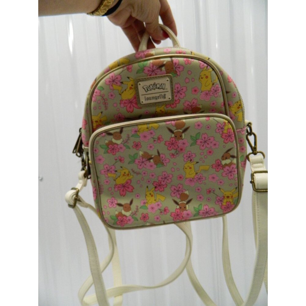 Pokémon Pikachu Evee Sakura Loungefly Cherry Blossom Backpack Crossbody Bag - Picture 16 of 16